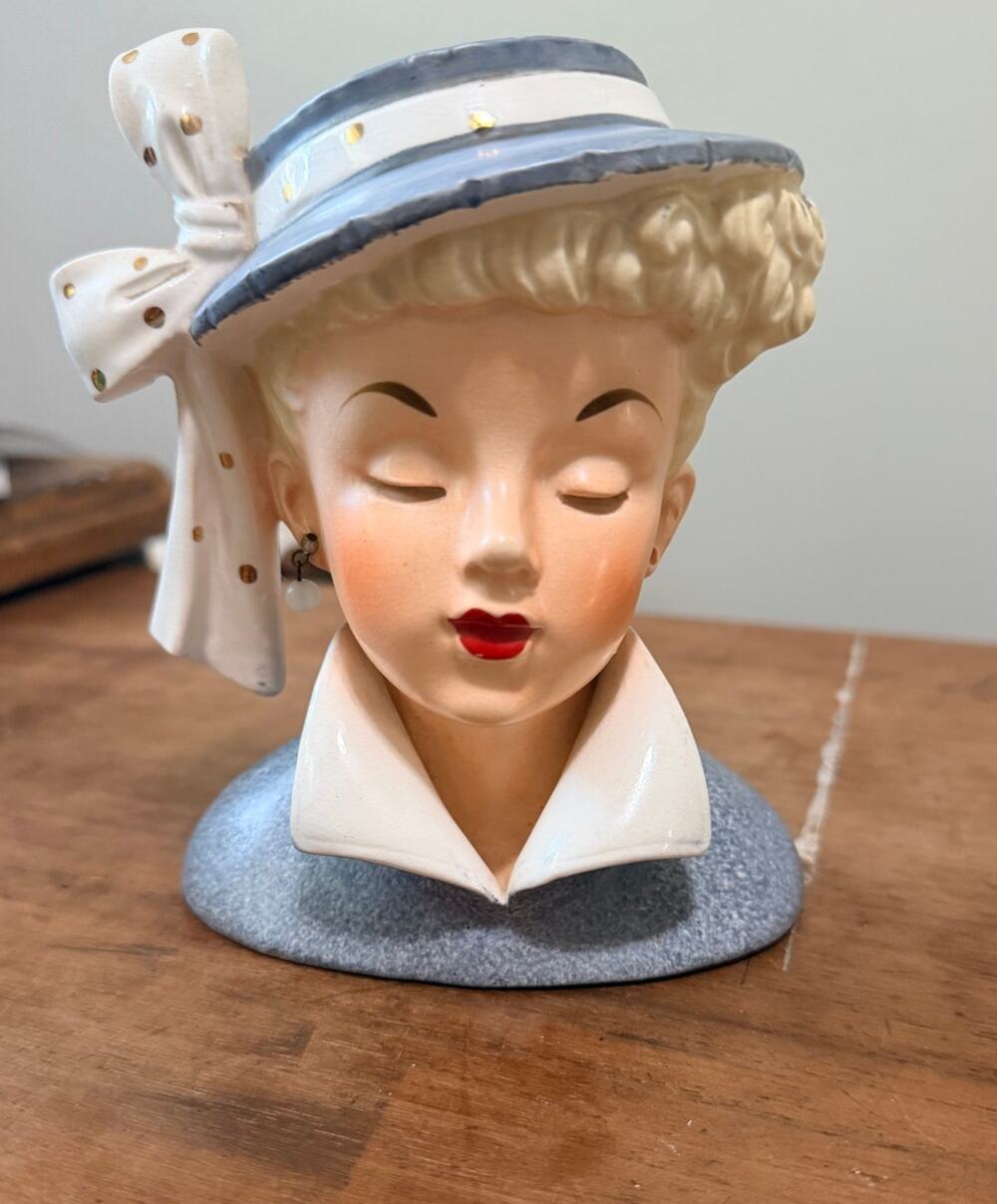 1959 Napco Lady Head Vase Blonde Head Planter Vintage Japan
